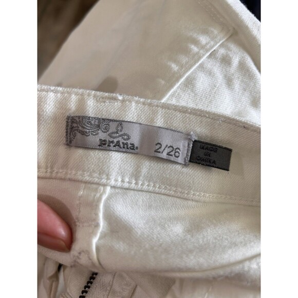 PrAna Womens White Skinny Jeans Size 2 / 26. Mid Rise Organic Cotton Spandex - Picture 2 of 6